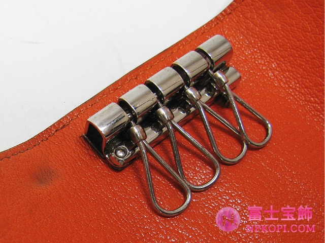 エルメスエチュイクレ　4連キーケースオレンジ（シルバー金具）HERMES328050
